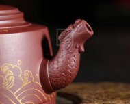 《魚躍龍門》宜興紫砂壺高級工藝美術師手工禮品茶具底槽青