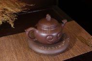 《福猴》宜興紫砂工藝美術師手工紫泥泡茶壺套壺