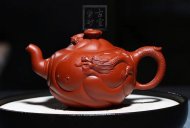《魚化龍》宜興紫砂壺魚化龍紫砂泡茶壺朱泥手工工藝美術師紫砂茶具
