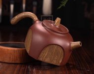 《橫把四方半月》宜興紫砂壺工藝美術師純手工泡茶壺茶具底槽青四方半月