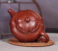 《菱意》宜興紫砂壺高級(jí)工藝美術(shù)師手工貴妃紅朱泥大彬六方