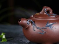 《松竹梅》紫砂壺宜興高級工藝美術師手工泡茶壺紫泥茶具茶壺