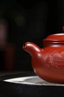 《泥繪仿古》宜興紫砂壺工藝美術師手工大紅袍仿古茶壺具