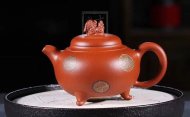 《獅韻》紫砂壺全手工茶壺老師小紅泥，絞泥（段泥、紫泥、綠泥等）壺