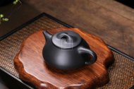 《景舟石瓢》宜興紫砂壺助理工藝美術師手工黑料石瓢茶壺茶具