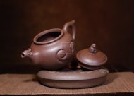 《福猴》宜興紫砂工藝美術師手工紫泥泡茶壺套壺