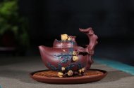 《多子多?！芬伺d紫砂壺高級(jí)工藝美術(shù)師純手工底槽青中壺茶具泡茶壺創(chuàng)新壺