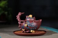 《多子多?！芬伺d紫砂壺高級(jí)工藝美術(shù)師純手工底槽青中壺茶具泡茶壺創(chuàng)新壺
