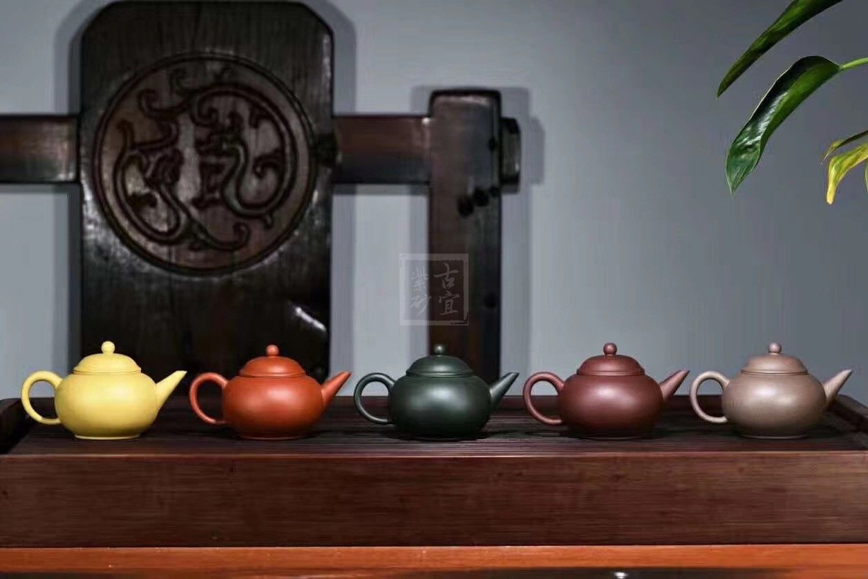 《五色土》綠泥，朱泥，紫泥，青灰泥，段泥純手工宜興紫砂壺茶具水平茶壺